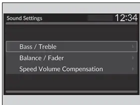 Audio System Basic Operation - Models with 7-in. Color Touchscreen / Adjusting the Sound