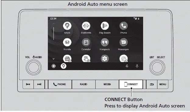 Android Auto Menu - 2023-2024 Honda Pilot