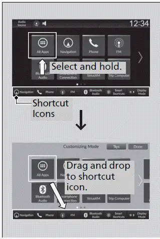 To shortcut icons on the home screen