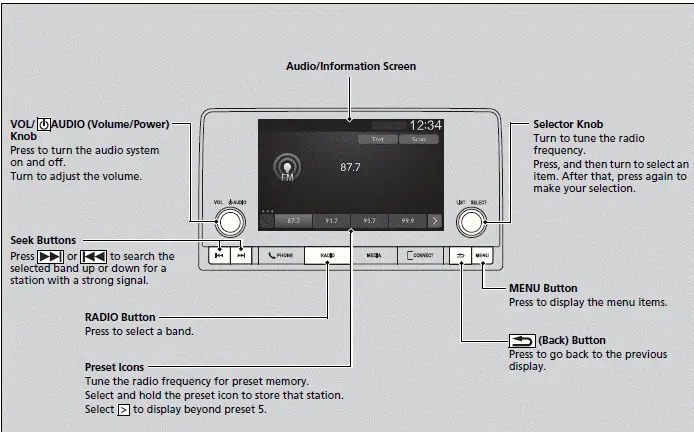 Playing AM/FM Radio - 2023-2024 Honda Pilot